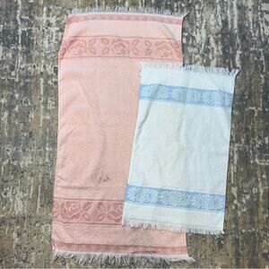 Vintage Cannon Fringe Bathroom  Bath & Hand Towels Set of 2